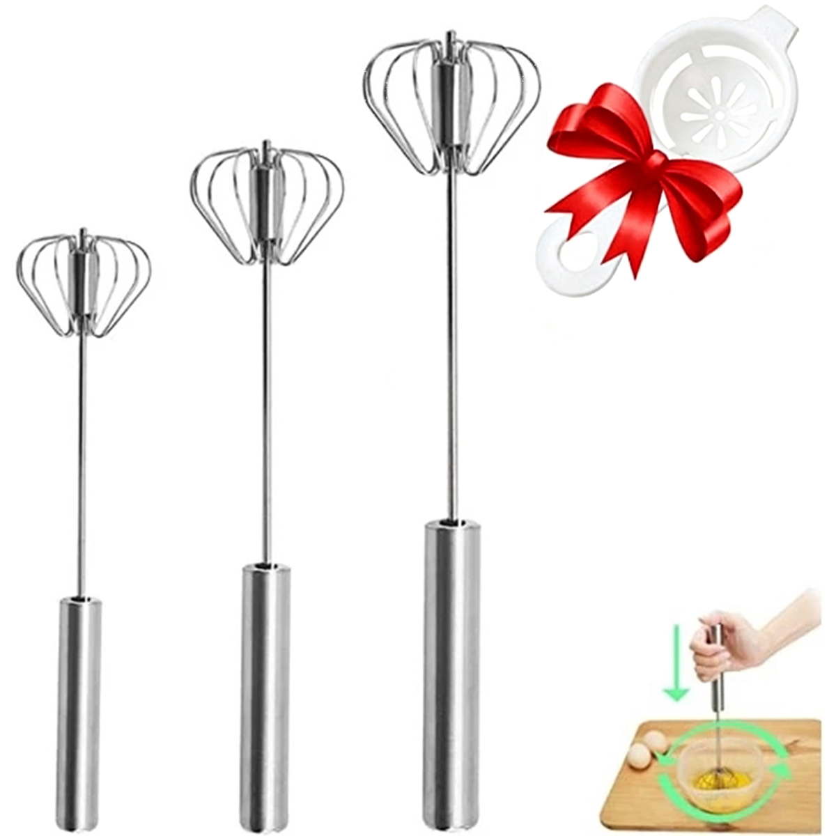 Kitchen Appliances For Restaurant - 1/3pcs 스테인레스 스틸 계란 거품기 간편한